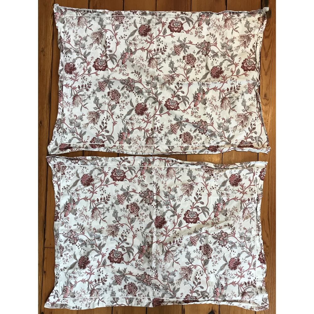 Set Pair IKEA Sprangort Burgundy Grey White Queen Full Cotton Floral Pillowcases